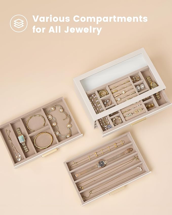 Lolalet Jewelry Box Organizer, 3-Layer Jewelry Organizers and Storage Case - Image 3