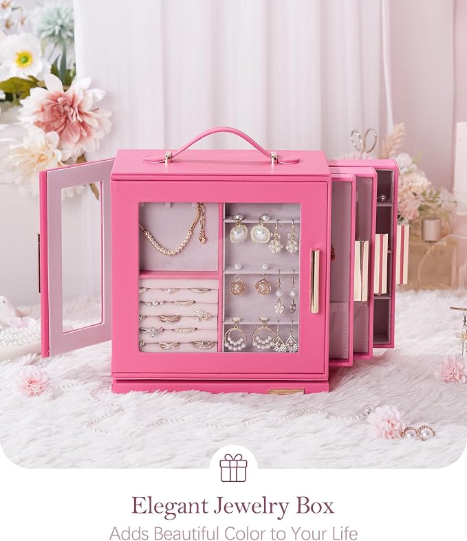 Homde Christmas Gifts Jewelry Box 360° Rotating, Necklace Earring Organizer - Image 8