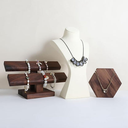 GemeShou Beige necklace storage hanger stand jewelry organizer, Velvet jewelry - Image 3