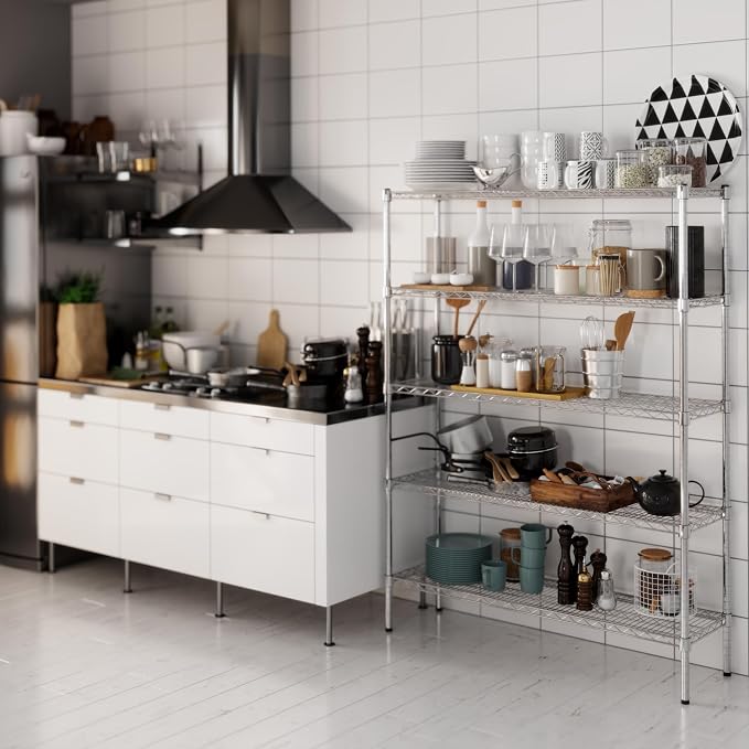 14" Deep x 48" Wide x 64" Height Wire Shelving Kit | 5-Tier | NSF Commercial - Image 6
