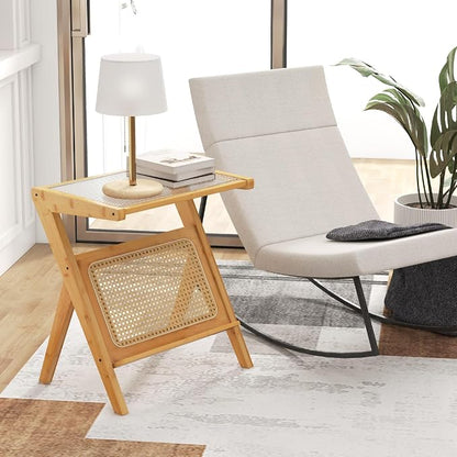 GOFLAME Rattan Side Table Set of 2, Z-Shaped End Table - Image 9