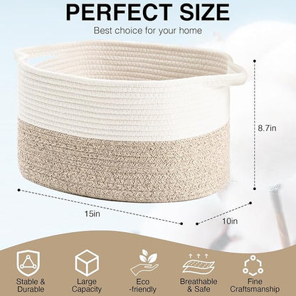 DUHEL Cotton Rope Woven Storage Basket, Used - Image 2
