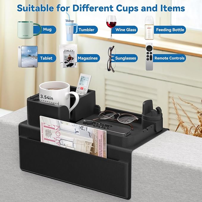 Couch Arm Cup Holder CLESOO Couch Arm Tray Anti-Slip Couch Cup Holder Silicone - Image 5