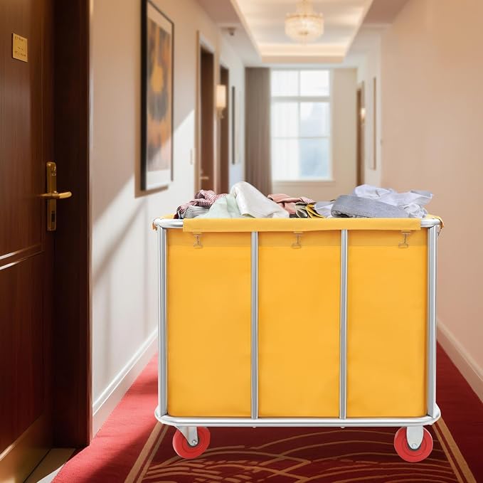 Commercial Laundry Cart with Wheels, Laundry Hamper Cart, Heavy Duty Rolling - Image 6
