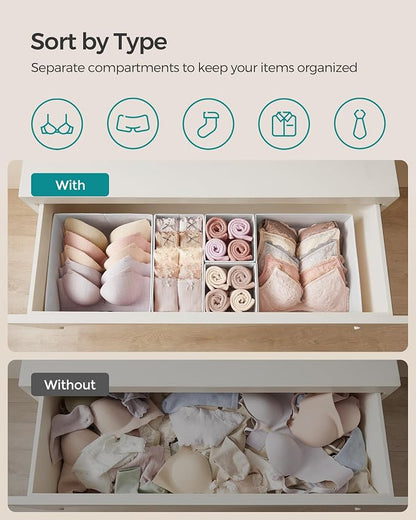 SONGMICS Drawer Organizer, Dresser Drawer Organizers, Foldable Fabric Storage - Image 3