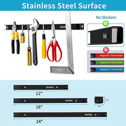 4 Pieces 24" Magnetic Tool Holder Strip, Metal Tool Organizer Rack - Image 4