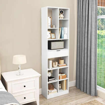 Giantex 71" Bookcase with Drawer Set of 2, Tall Freestanding Bookshelf with 10 - Image 8