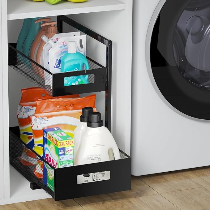 Under Sink Organizer Pull Out Cabinet Organizer Adjustable Height 2 Tier - Image 6