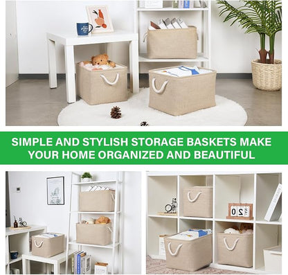 Bidtakay Large Storage Baskets for Shelves 3 Pack Fabric Storage Bins for - Image 9