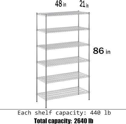 21" Deep x 48" Wide x 86" Height Wire Shelving Kit | 6-Tier | NSF Commercial - Image 3