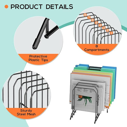 Incline Sorter Desk File Organizer, Metal Desk Magazine Folder Holder - Image 5