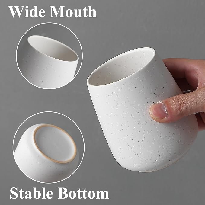 Speckled White Ceramic Toothbrush Holder - Image 2