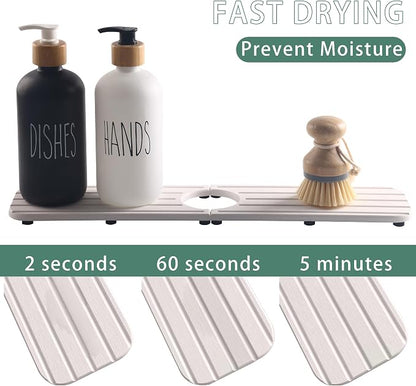 17inch x 4inch Kitchen Sink Faucet Mat, Water Absorbing Stone Faucet Splash - Image 4