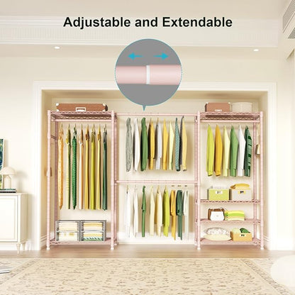 Ulif E1 Heavy Duty Closet Garment Rack, 6 Tiers Adjustable Metal Freestanding - Image 3