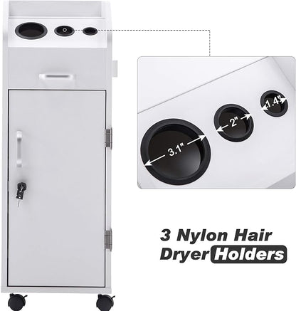 BarberPub Beauty Salon Trolley Storage Cart Hair Dryer Holder Stylist Equipment - Image 3