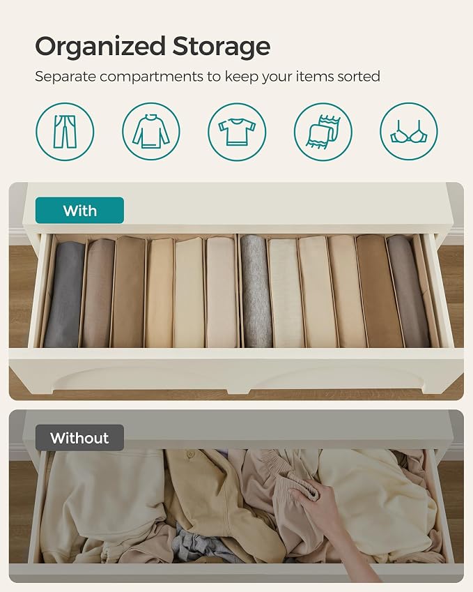 SONGMICS Set of 4 Large Size Wardrobe Clothes Organizers, 6-Compartment - Image 3