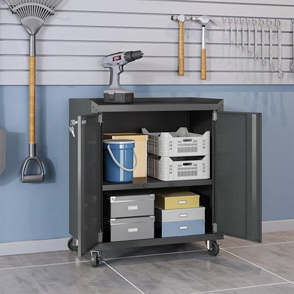 Manhattan Comfort Fortress Textured Metal 31.5" Garage Mobile Cabinet - Image 4