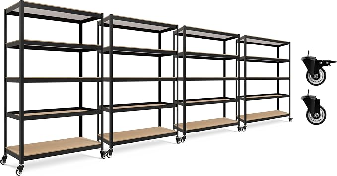 HOMEDANT House 5-Tier Metal Boltless Rolling Cart Shelf Rack Casters Heavy Duty by TheBestOrganizingSolution