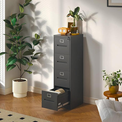 4 Drawer File Cabinet with Lock, Metal Vertical Filing Storage Cabinet - Image 6