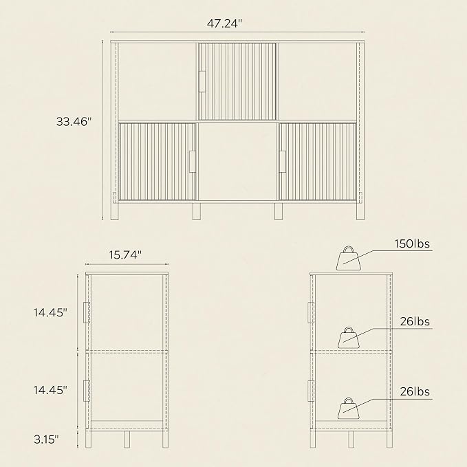 Fluted Storage Bookshelf Set of 2, Modern Wooden 6 Cube Bookcase - Image 5