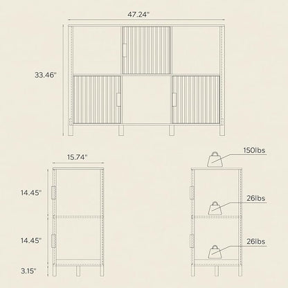 Fluted Storage Bookshelf, Modern Wooden 6 Cube Bookcase - Image 4