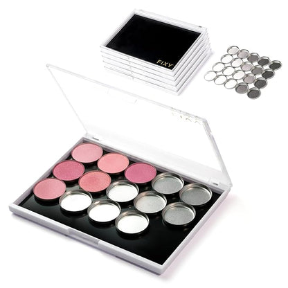 FIXY Empty Magnetic Makeup Palette Set of 5 and 20 Magnetic Metal Round Pans of by FIXYMakeup