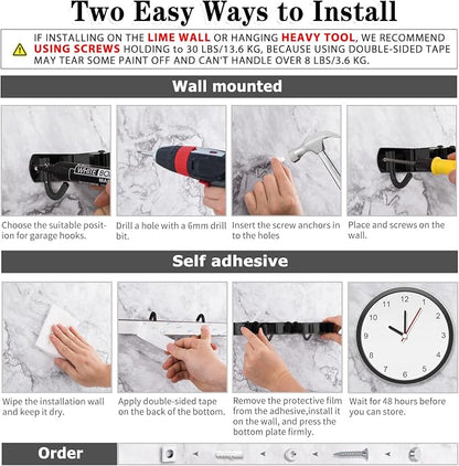 AceMining 2 Pack Black 5 Racks and 4 Hooks Mop and Broom Holder Wall Mount - Image 5