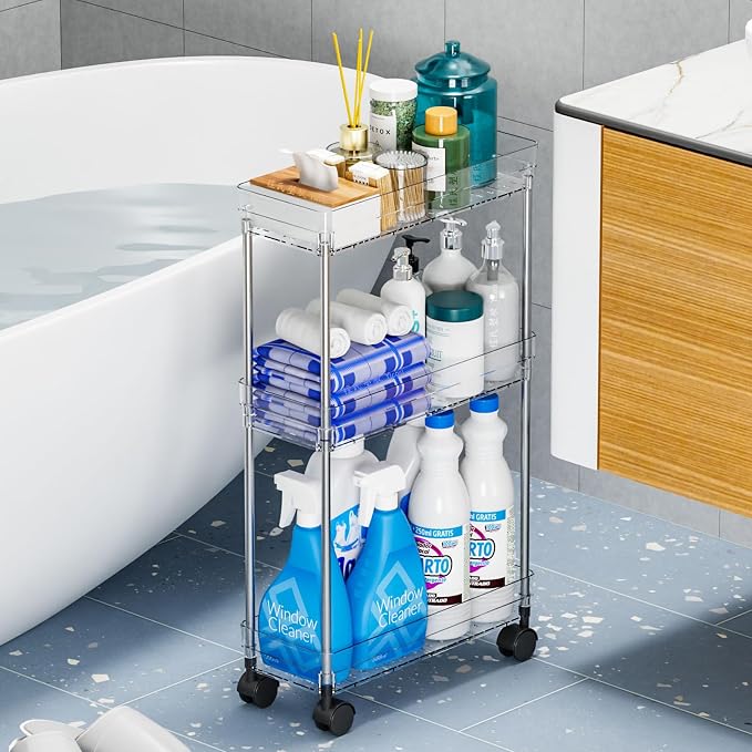 Yieach Clear 4 Tier Slim Rolling Storage Cart - Image 6