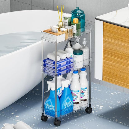 Yieach Clear 3 Tier Slim Rolling Storage Cart - Image 6