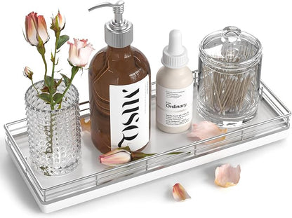 Bathroom Tray for Counter, Oak Wooden 11.2" L Vanity Tray for Jewelry Candle by Focusonit