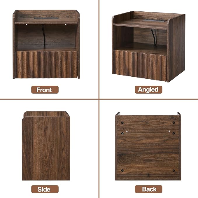 Modern Fluted Floating Nightstand Wall Mounted - Image 9