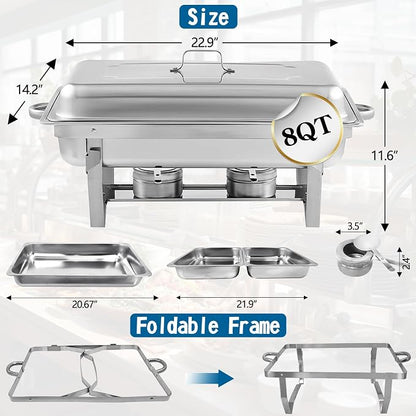 Chafing Dish for Buffet, 6 Pack Stainless Steel Chafing Servers Food Warmer Set - Image 6