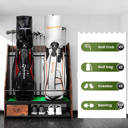 Golf Bag Organizer Rack – Large Wooden Golf Storage - Image 4