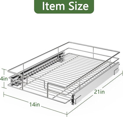LOVMOR Pull Out Cabinet Organizer 14"W x 21"D, Kitchen Cabinet Pull Out Shelves - Image 3
