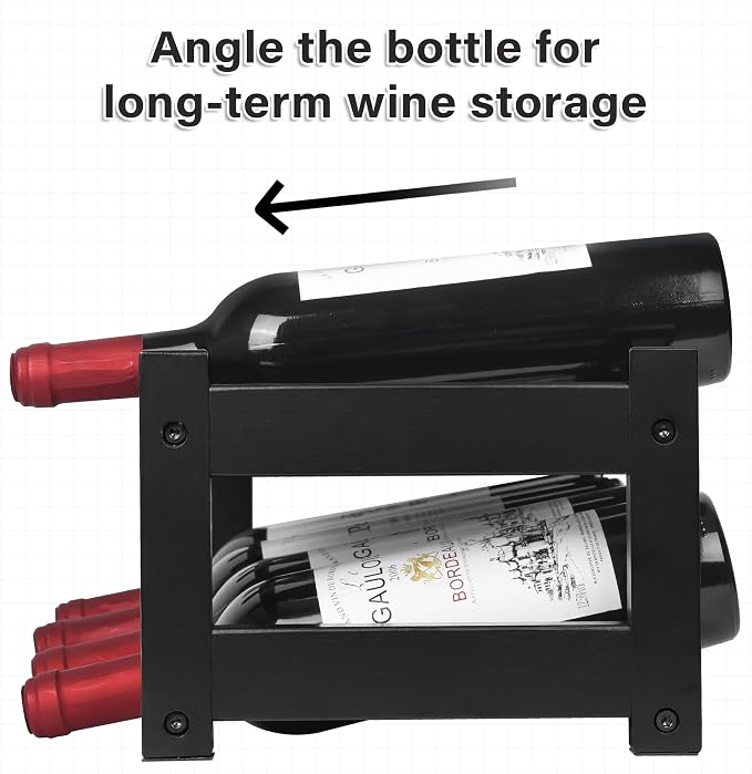 VASMIA Bamboo Wine Rack, 2-Tier Wine Racks Countertop Cabinet Wine Holder Wine - Image 7