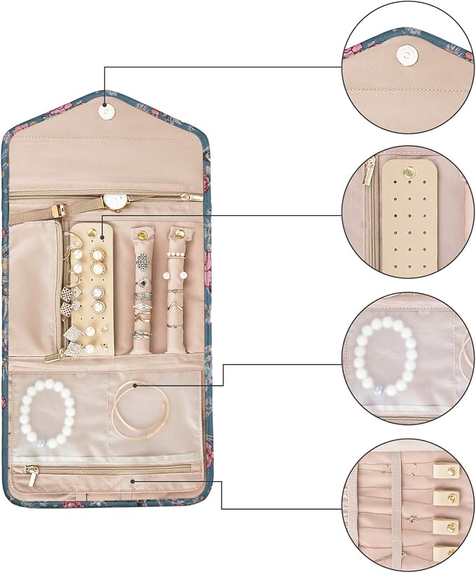 BAGSMART Travel Jewellery Organiser Roll Foldable Jewelry Case - Image 7