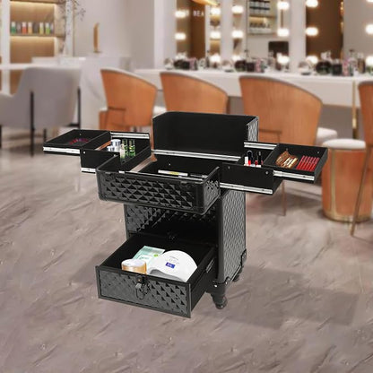 Rolling Makeup Train Case with Drawers, Portable Rolling Makeup Cart with Wheels - Image 7