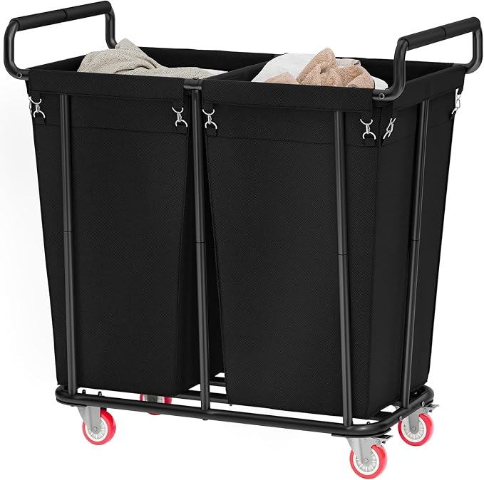 Large laundry hamper with Wheels, 2 Bag 360L Big Rolling Laundry Basket Sorter by Gewudraw