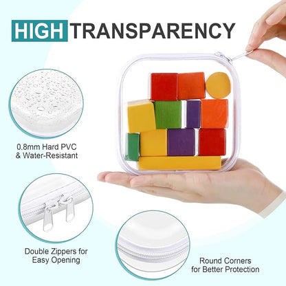 Hoolerry 4 Pcs Hard Clear Zipper Case Makeup Bags Plastic Pencil Pouch - Image 3