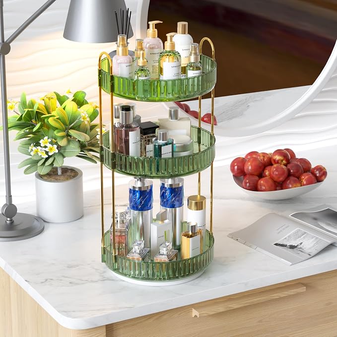 GTI 360°Rotating Makeup Organizer, 3 Tier Large Capacity Perfume Cosmetics - Image 6