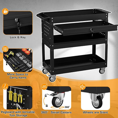 3 Tier Tool Cart on Wheels - Image 5