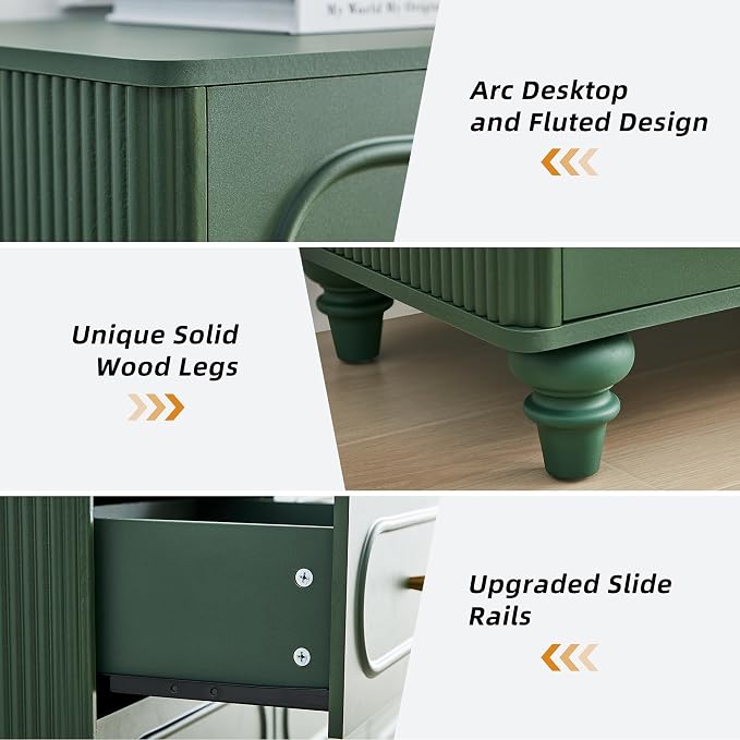 9 Drawer Fluted Dresser for Bedroom, Mid Century Modern Chest of Drawers - Image 5