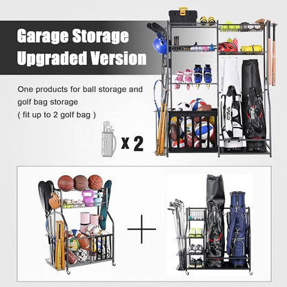 Mythinglogic Garage Sports Equipment Storage, 2 Golf Bag Storage Stand and - Image 2