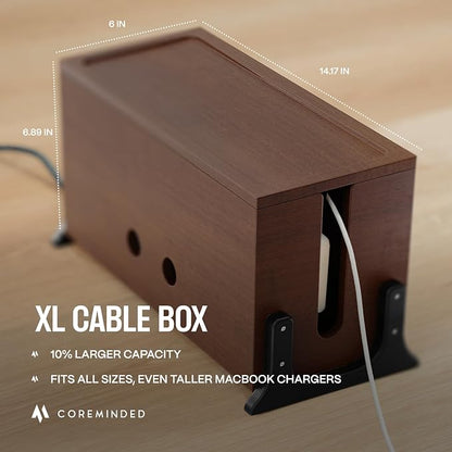 Extra Large Cable Management Box, Wood Cord Hider Box & Organizer - Image 2