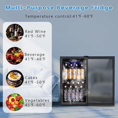 26 Bottle Wine Cooler 130 Can Beverage Refrigerator, Small Freestanding Cabinet - Image 4