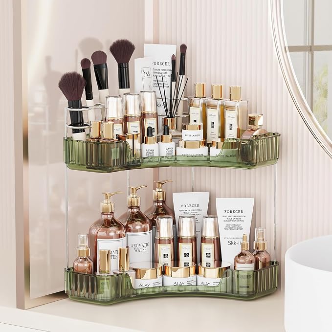 2-Tier Corner Bathroom Counter Organizer by Asayuee