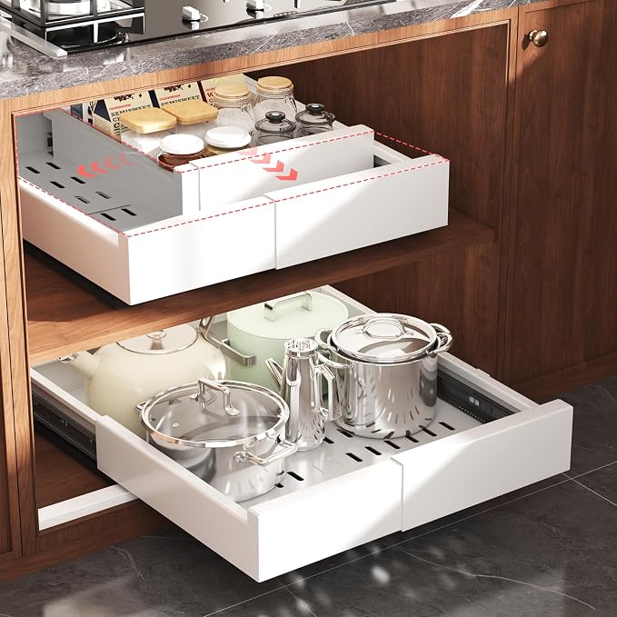 1 Pack Pull Out Cabinet Organizer Expandable Width and Depth, Slide Out Drawers by Seinloes