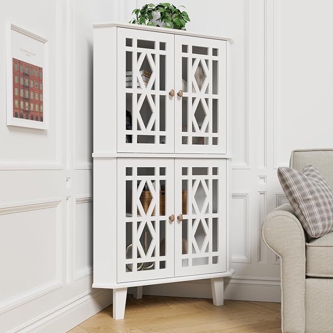 Scurrty Tall Corner Shelf Stand, Large Shelf Corner Table Sideboard Cabinet - Image 3