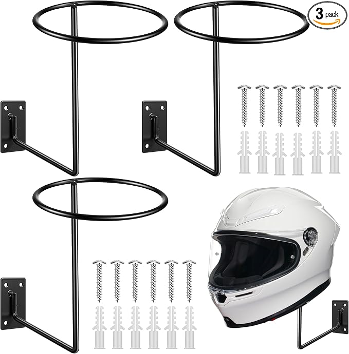 3 Pack Helmet Hanger Wall Mount Motorcycle Helmet Rack Metal Ball Holder by Potchen