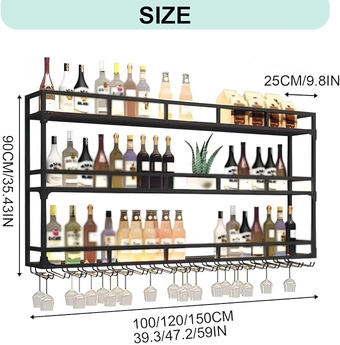 59in Wall Mounted Wine Rack, Wine Rack Wall Mounted - Image 2